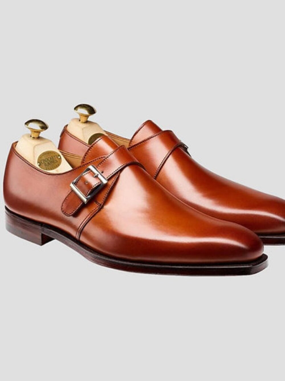 Crockett & Jones X PS Monkton Tan Leather Monk Shoes Men's UK 8.5 E US 9.5 D
